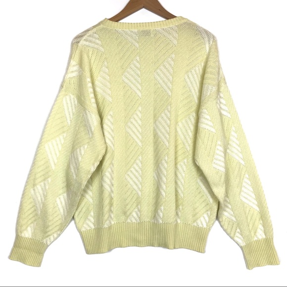 St. Croix Knits Pale Yellow Geometric Knit Sweater - Picture 2 of 8